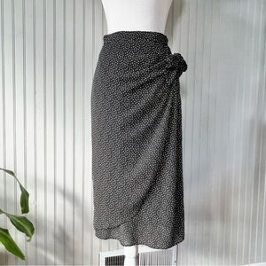 Lucky Brand Draped Wrap Style Dalmatian Print Straight Midi Skirt Women’s Large